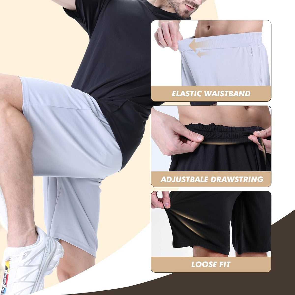 BOOJO Herre Træningsshorts Quick Dry Lommer 7-Pak
