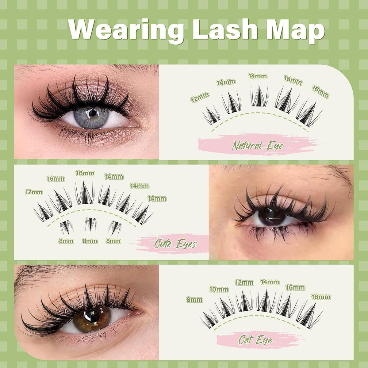 KEYYOU Fairy Lash Clusters Kit Kunstige Øjenvipper til Kvinder
