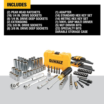 DEWALT Topnøglesæt og Mekanikersæt 1/4" og 3/8" 108 Dele DWMT73801