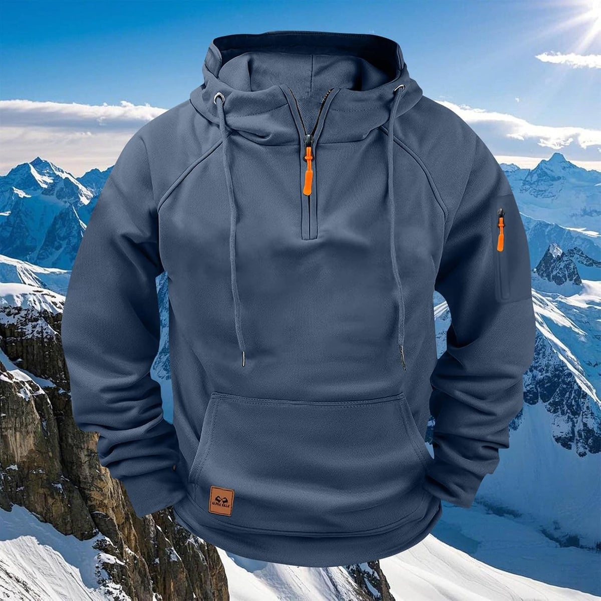 fnnxeal Herre Hættetrøje Quarter Zip Fleece Pullover
