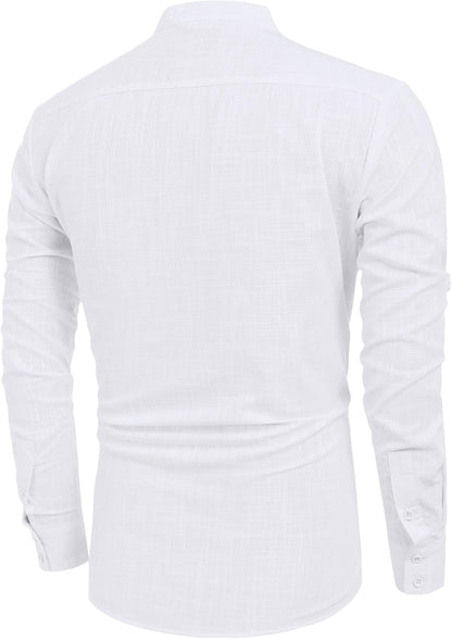 COOFANDY Herre Henley T-Shirt Langærmet Bomuld Hør ZSJ007181