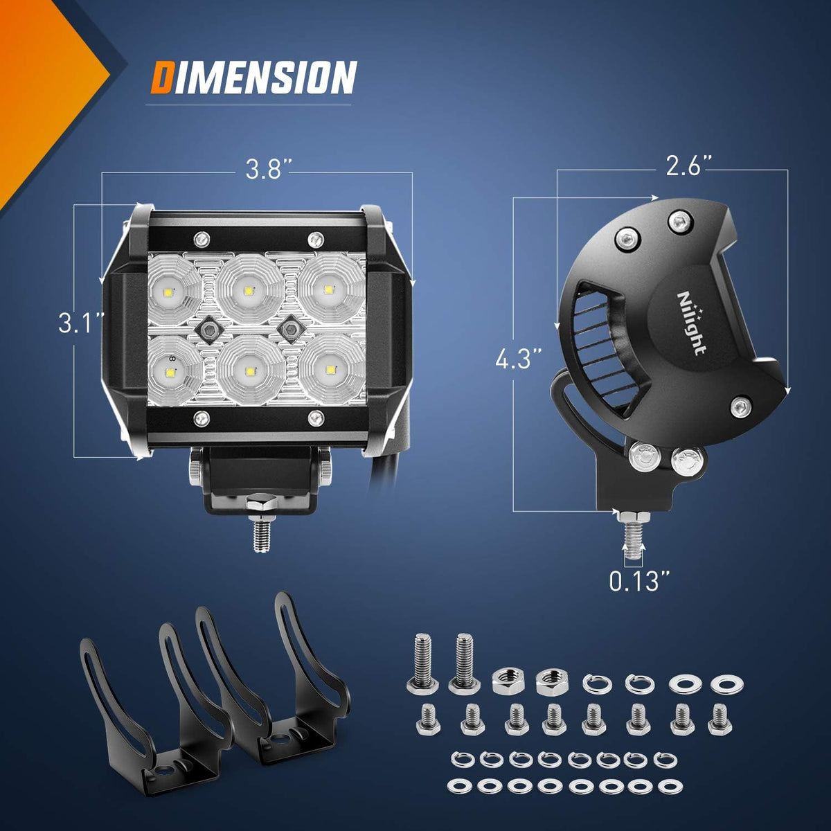Nilight LED Pods Arbejdslygter 2 Stk. 60001F-B