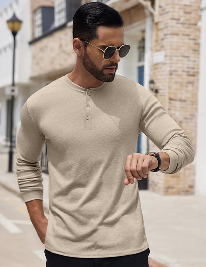 COOFANDY Herre Henley Skjorte Langærmet Ztj009440