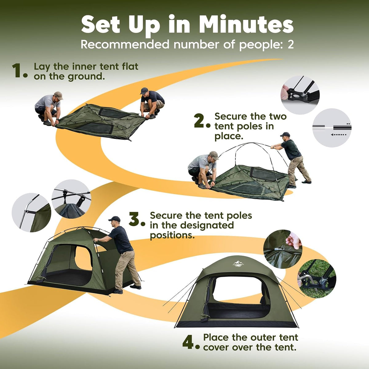 Purebox Camping Telt 4 Personer QBT00082US