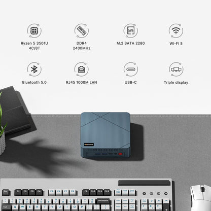 BOSGAME E2 Mini PC AMD Ryzen 5 3501U 8GB RAM 256GB SSD