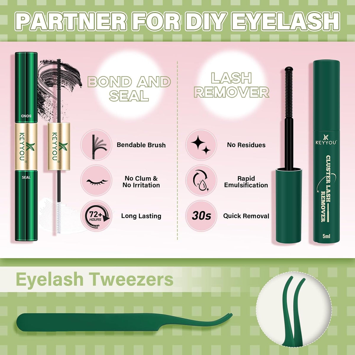 KEYYOU Fairy Lash Clusters Kit Kunstige Øjenvipper til Kvinder