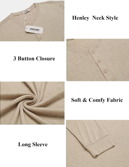 COOFANDY Herre Henley Skjorte Langærmet Ztj009440