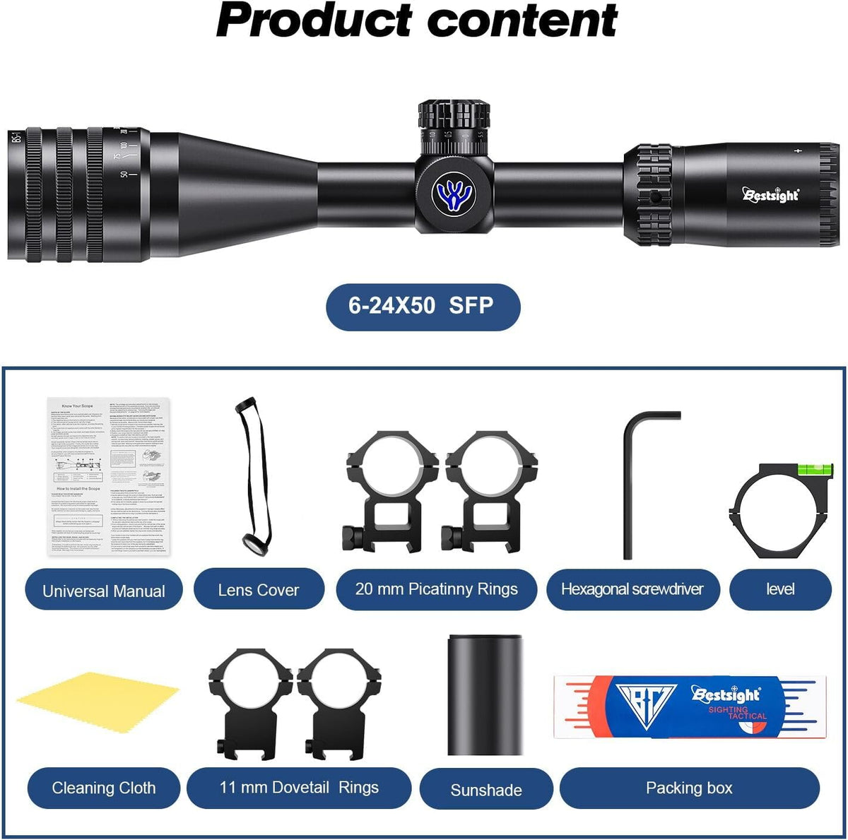 BESTSIGHT Kikkertsigte SFP Crosshairs Reticle