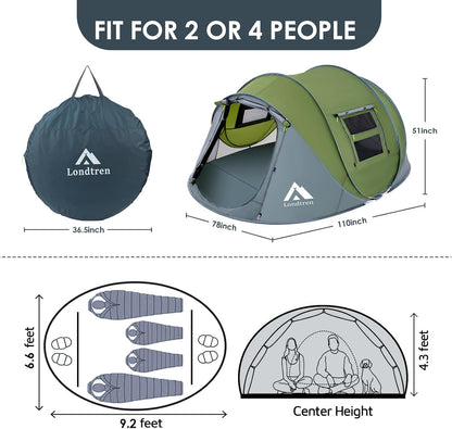 Londtren Pop-up Camping Telt 4 Personer GETIEN-Y-0307-41