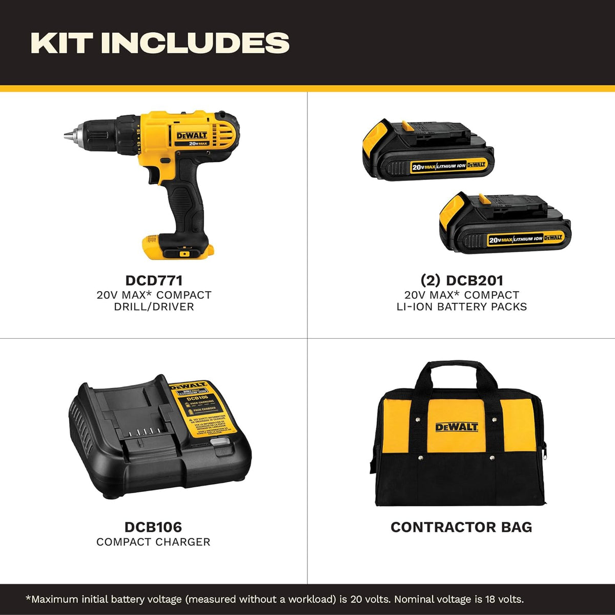 DEWALT 20V MAX Boremaskine XR 2 Hastigheder DCD771C2