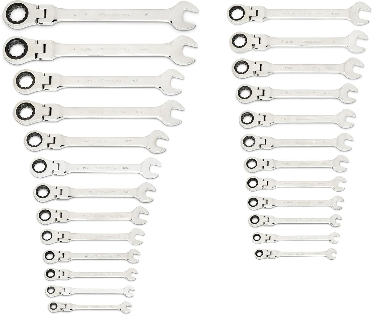 GEARWRENCH Skrallenøglesæt Flex Kombination SAE/MM 86730