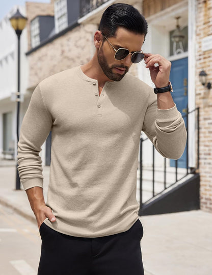 COOFANDY Herre Henley Skjorte Langærmet Ztj009440