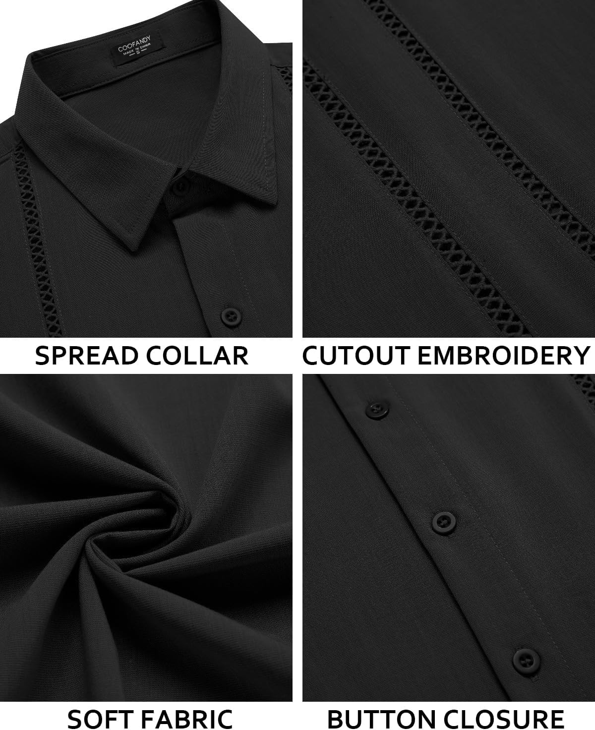 COOFANDY Herre Skjorte Cubansk Guayabera Kortærmet Ztj009248