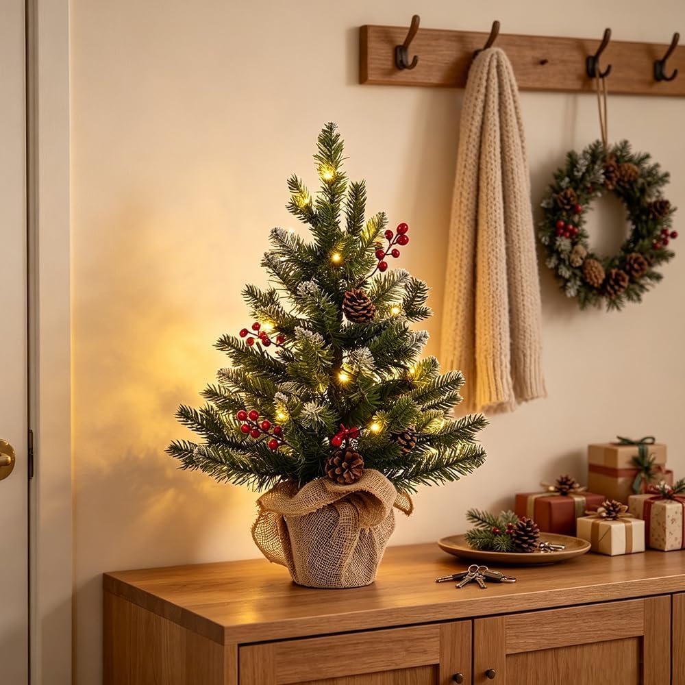 MEETYAMOR Kunstigt Mini Juletræ Med Lys 61 cm