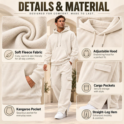 Herre Træningssæt Pullover Hættetrøje Cargo Sweatpants 2-Delt