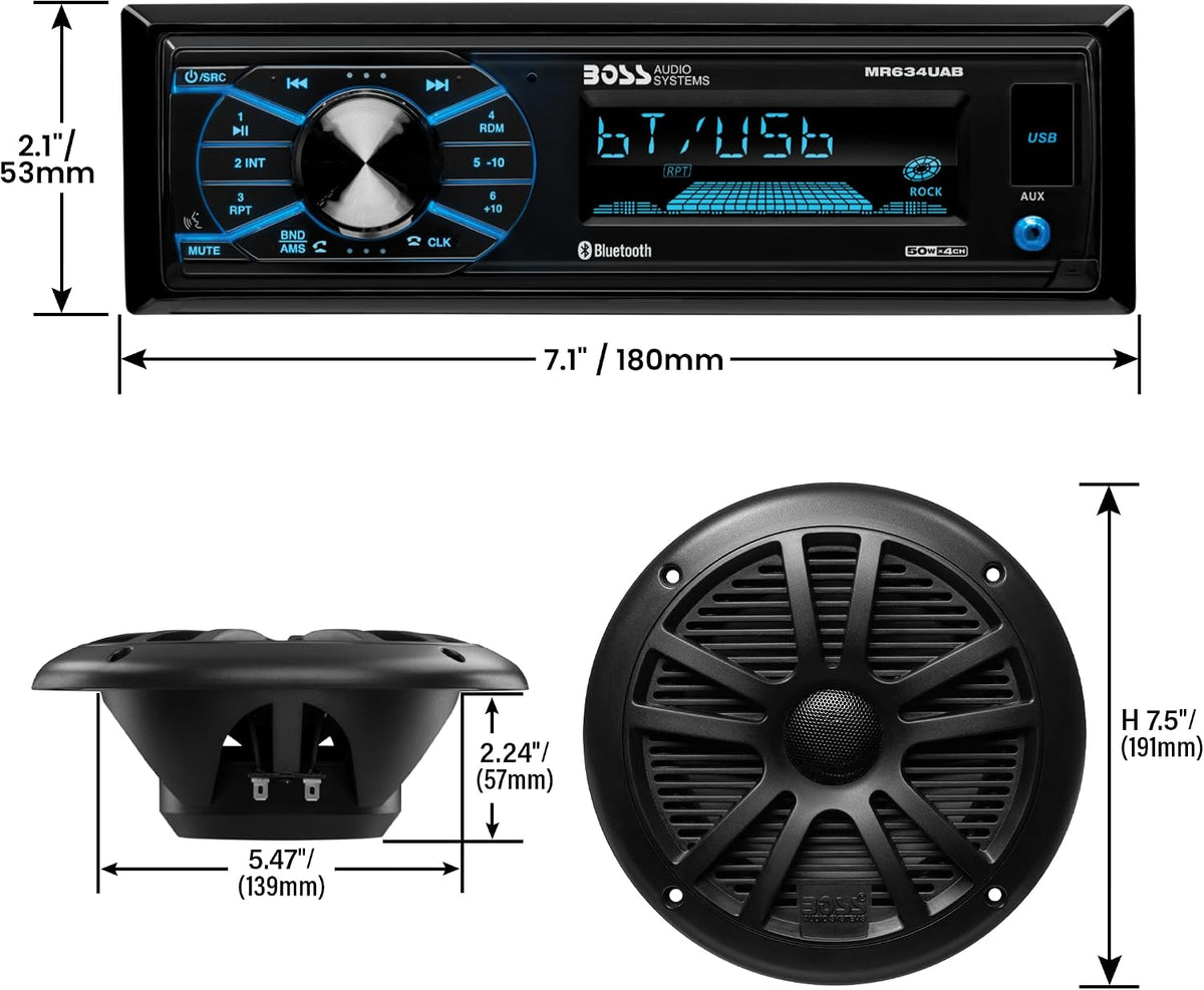 BOSS Audio Systems Marinestereo 6.5" Højttalere MCKG634B.6