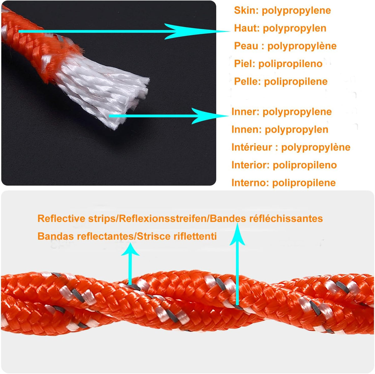NorthPada Flydende Reflekterende Marinereb FR-6MM-10MT-ORANGE