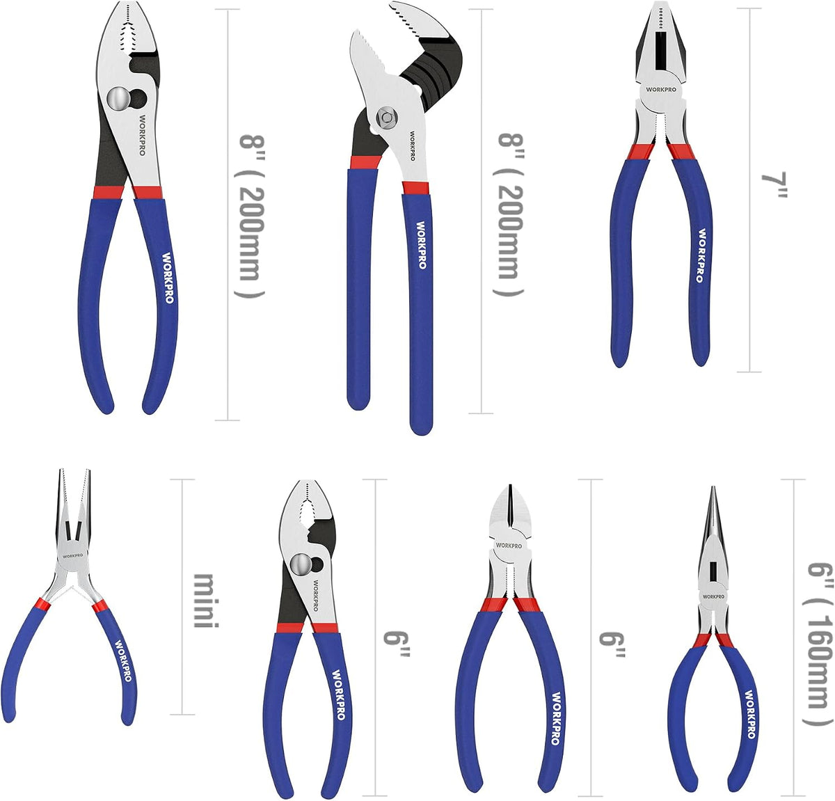 WORKPRO Tangsæt Ergonomisk Greb 7 Dele W001306A