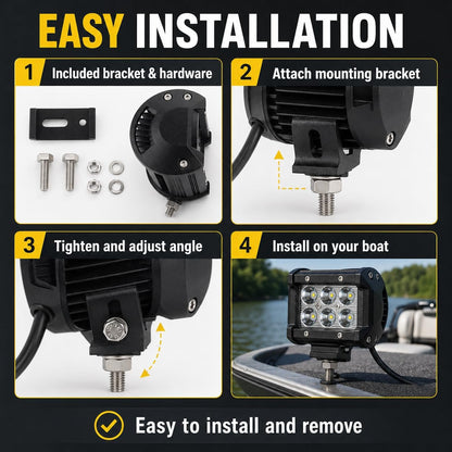 Shangyuan Marine LED Bådprojektører 12V-24V 2 Stk. 18W