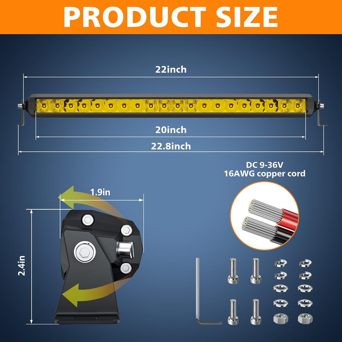 EK ENNOKING Gul LED Light Bar 100W S5D6