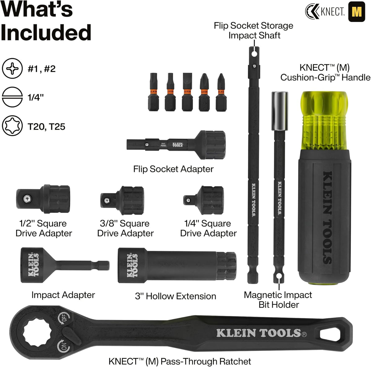 Klein Tools KNECT Gennemstikstopnøglesæt med Skralde 65500KNECT