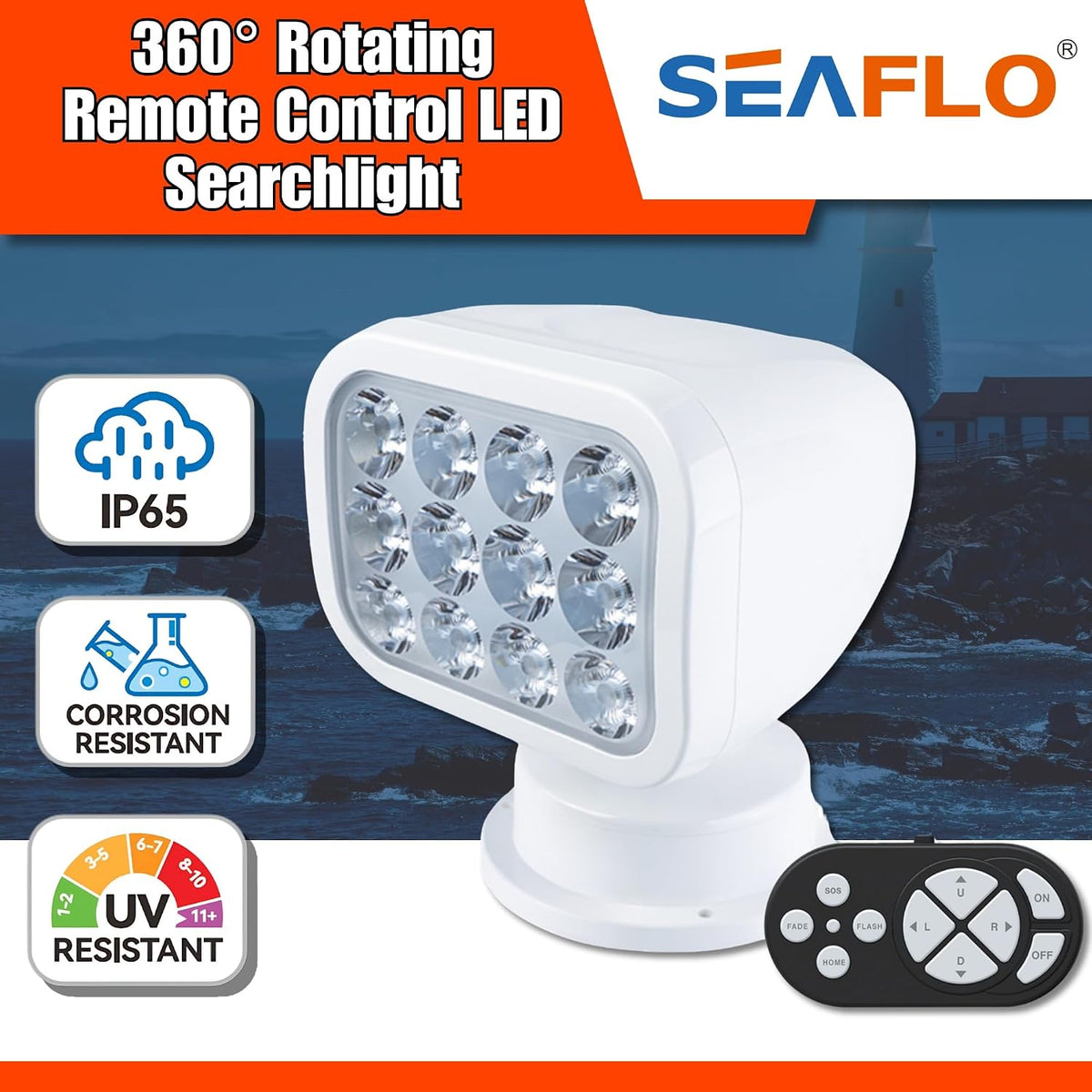 SEAFLO 360° LED Bådprojektør 10-30V SFSL-2700Y-02W