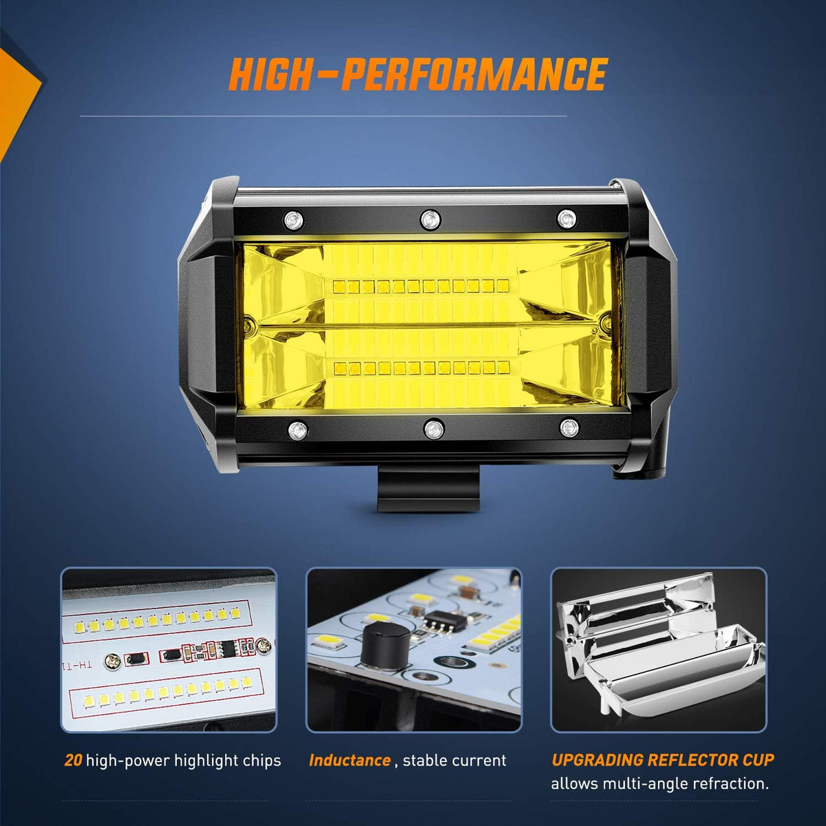 Nilight LED Arbejdslygter 12.7 cm 2 Stk. 72W 18030C-A