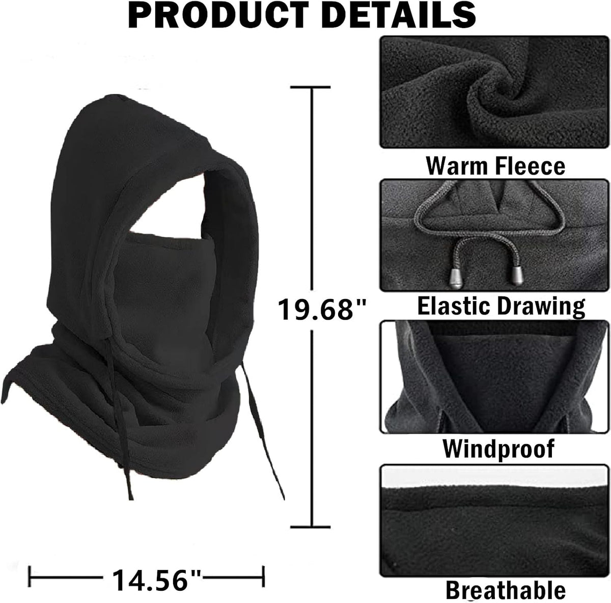 Unisex Elefanthue Vinter Fleece Vindtæt