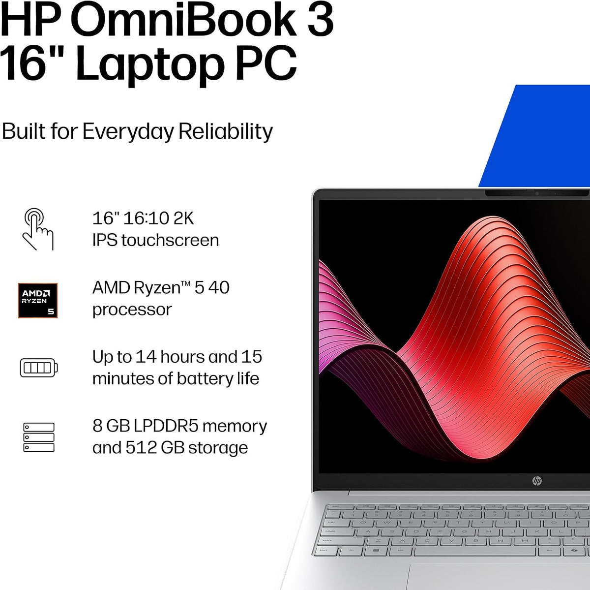HP OmniBook 3 16" Bærbar Computer AMD Ryzen 5 16-by0499nr