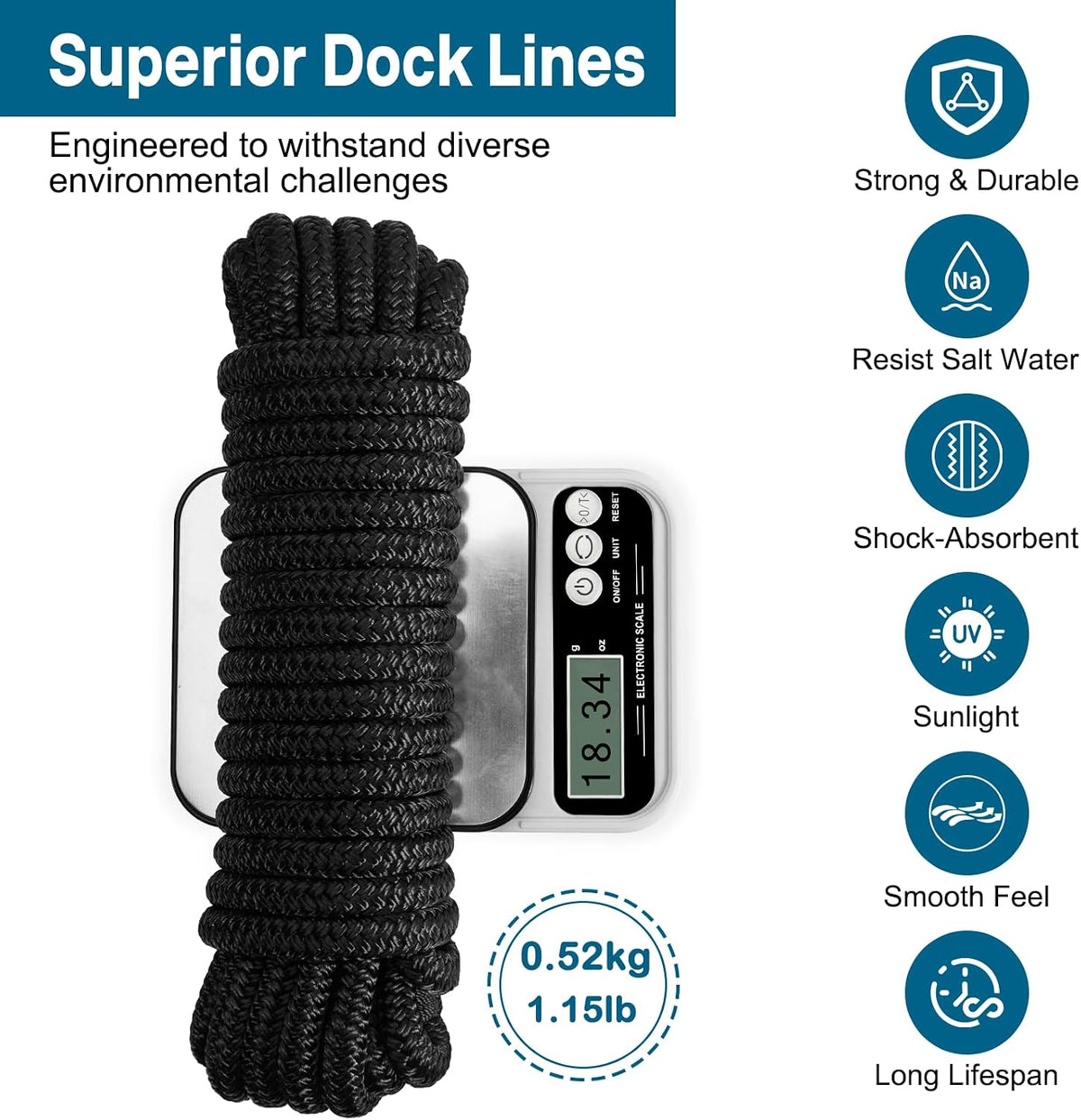 PropelTech Fortøjningstov 4 Stk. 1/2" X15"
