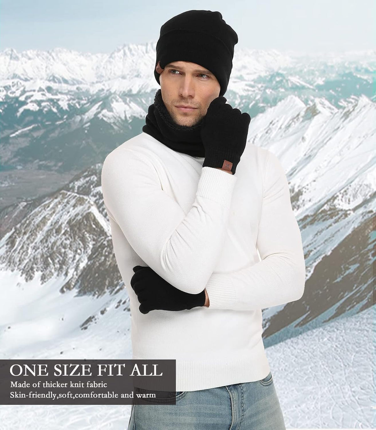 FZ FANTASTIC ZONE Unisex Vinterhue Tørklæde Handsker