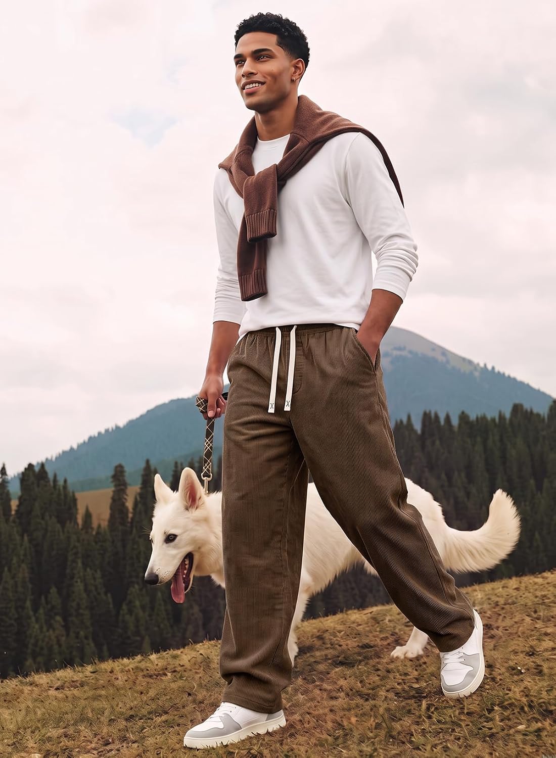 JMIERR Herre Fløjlsbukser Wide Leg Baggy Sweatpants