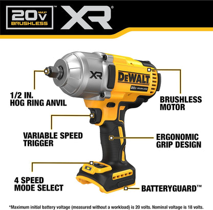 DEWALT XR Slagnøgle Kulfri 4 Hastigheder 20V MAX DCF900B