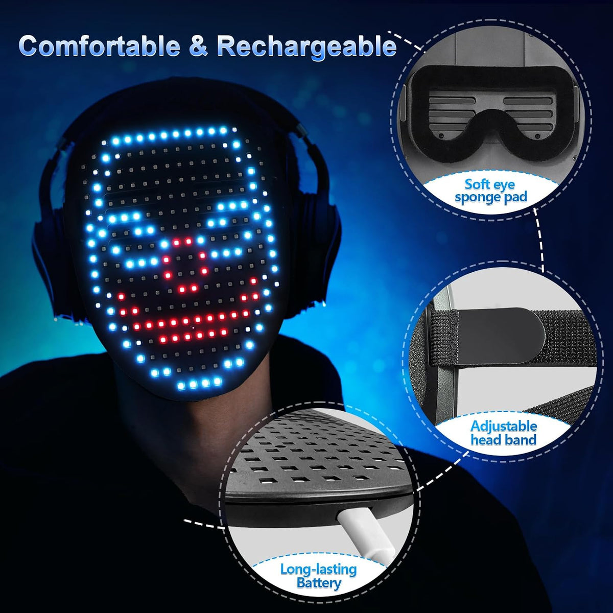 Mr.Pang LED Lysende Maske med Bevægelsessensor YYLM-003