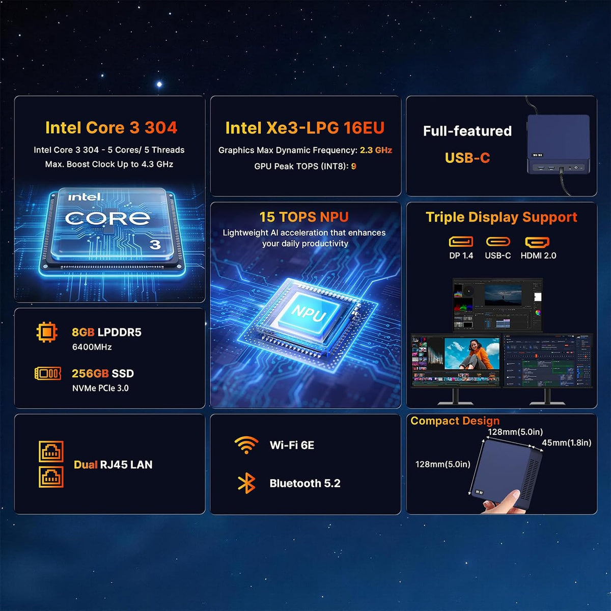 wo-we H8 Mini PC Intel Core 3 304