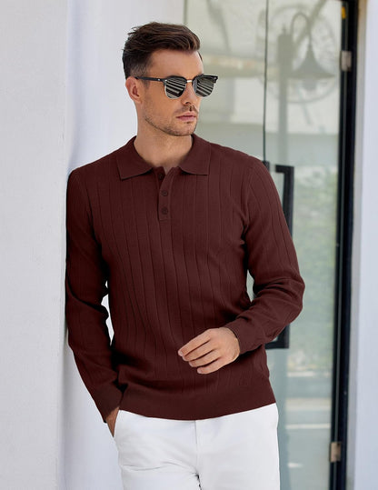 COOFANDY Herre Poloshirt Strik Langærmet Ztj009471