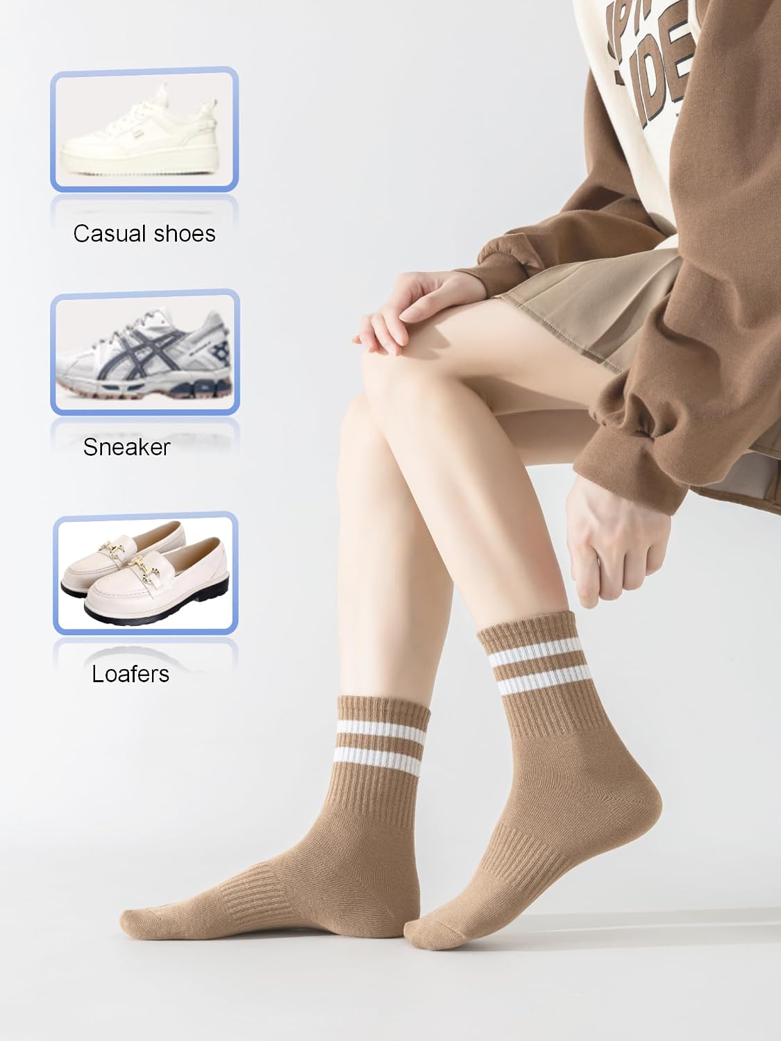 YUWELL Stribede Crew Strømper til Kvinder XZ-SOCKS