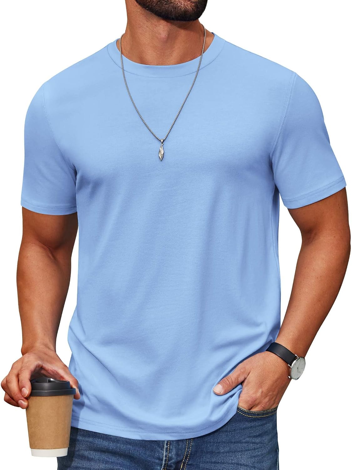 COOFANDY Herre T-Shirt Crew Neck Kortærmet Cxj010453