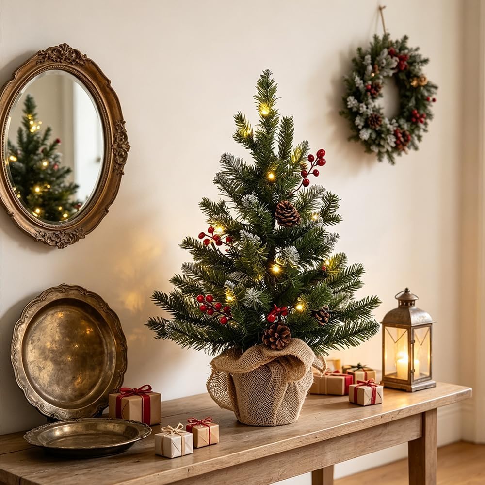 MEETYAMOR Kunstigt Mini Juletræ Med Lys 61 cm