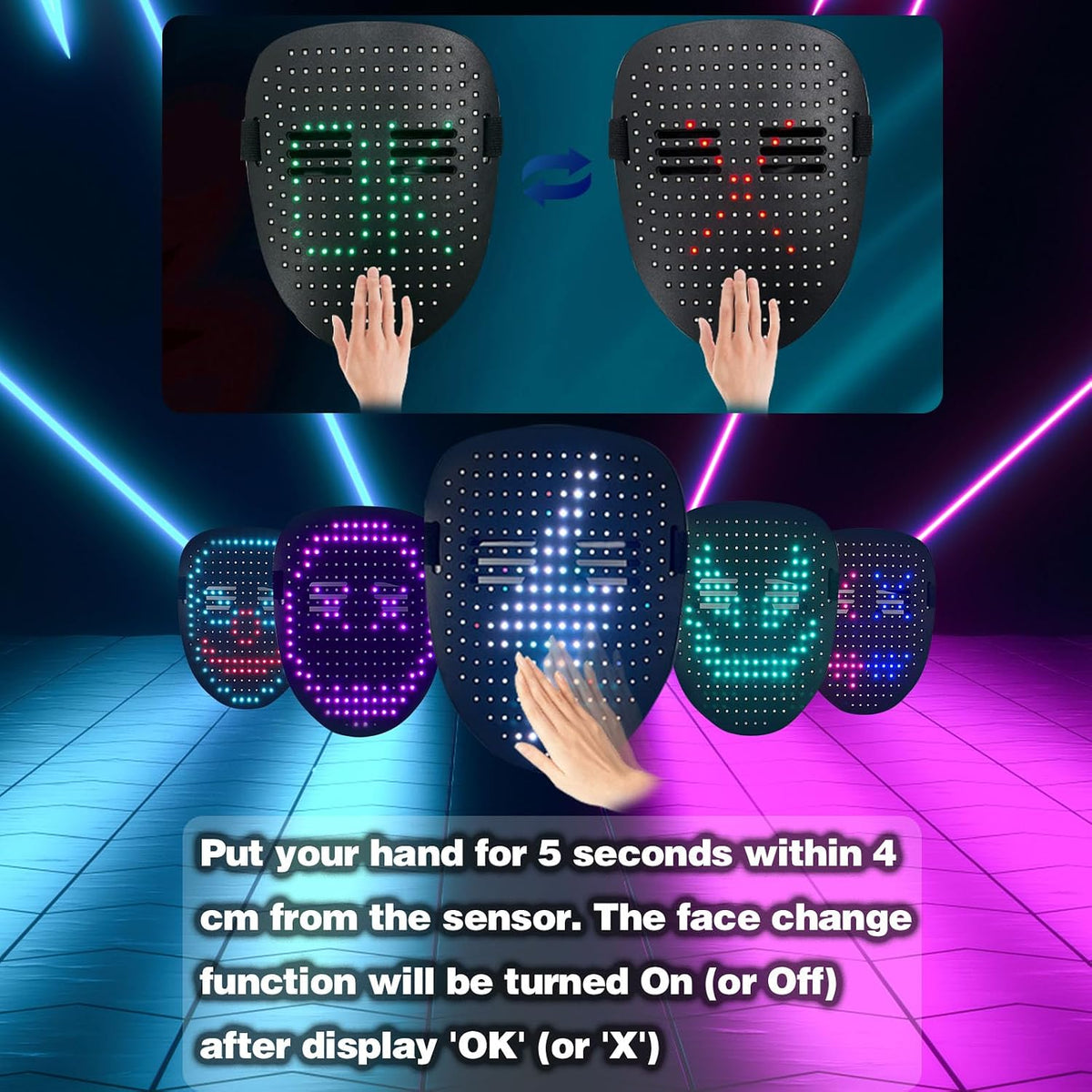 MOYACA LED Maske med Bevægelsessensor MOYACAM01