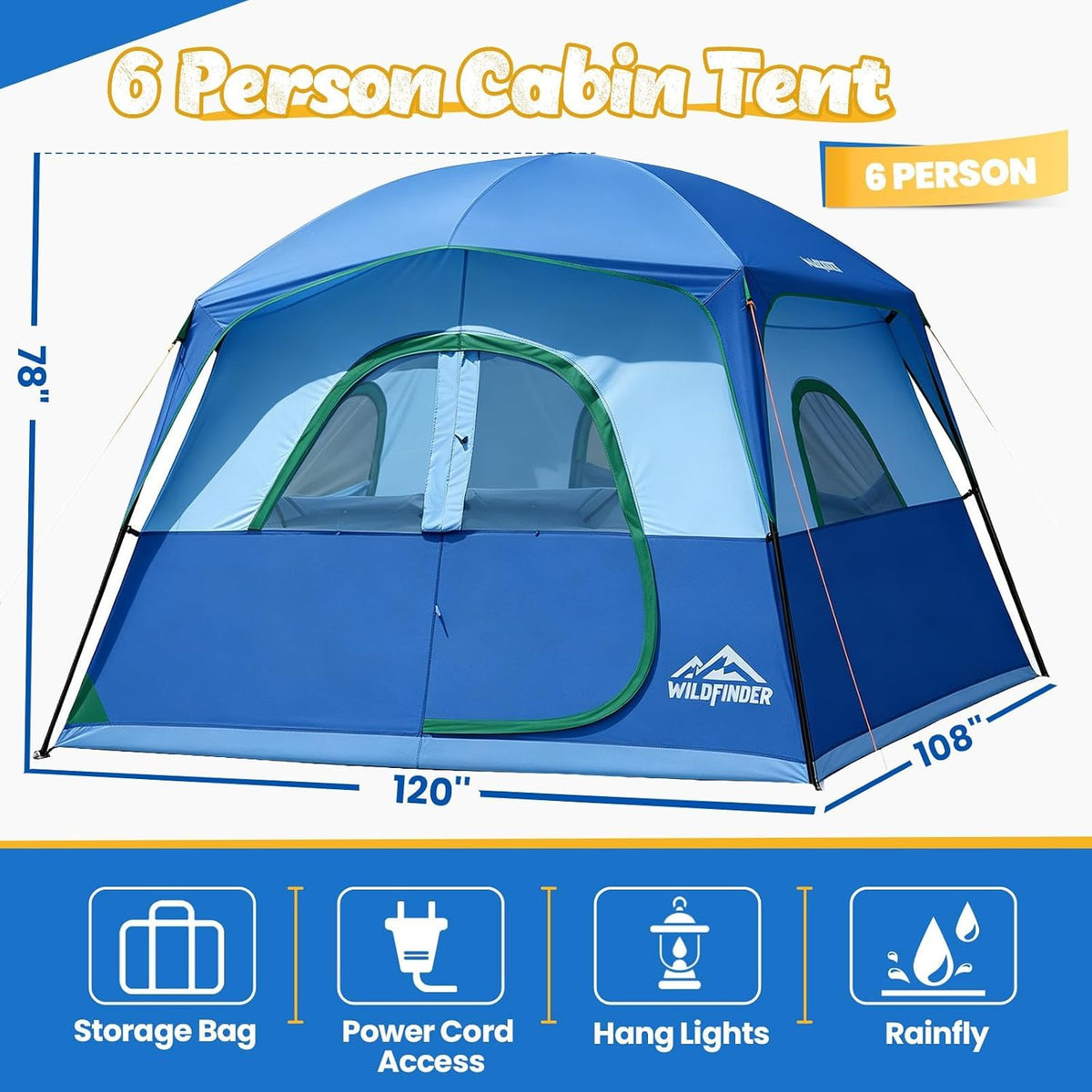 WildFinder Camping Telt 6 Personer USAZLEWR-ZW01021806