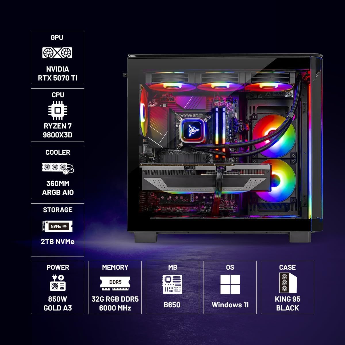 Skytech Gaming PC Ryzen 7 9800X3D RTX 5070 Ti
