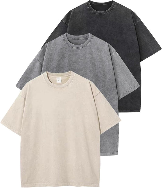 Herre T-shirt Oversized Vintage Løs Pasform Kortærmet