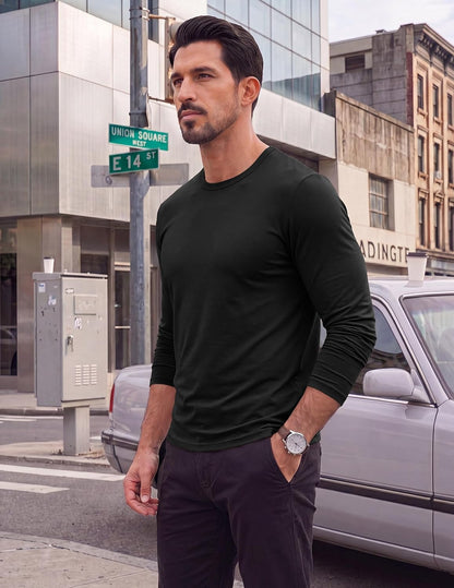 COOFANDY Herre T-shirt Langærmet Rund Hals Ztj010834*