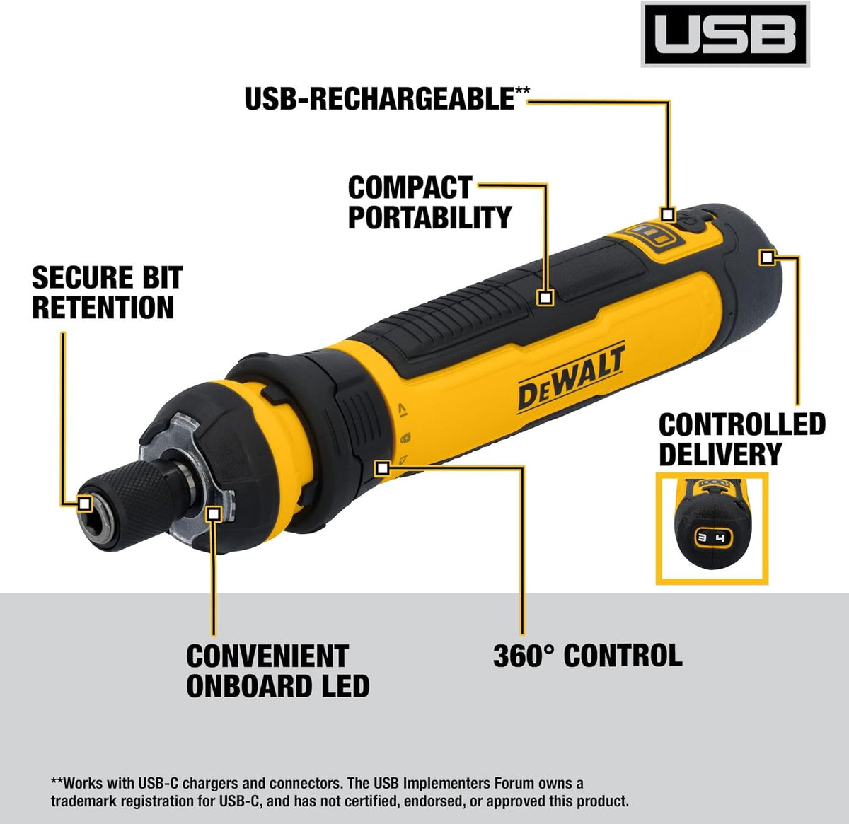 DEWALT Batteridrevet Skruetrækker 4V med 12 Bits DWHT66719