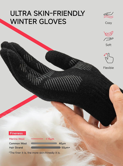 TRENDOUX Unisex Handsker Vinter Merinould Touchscreen