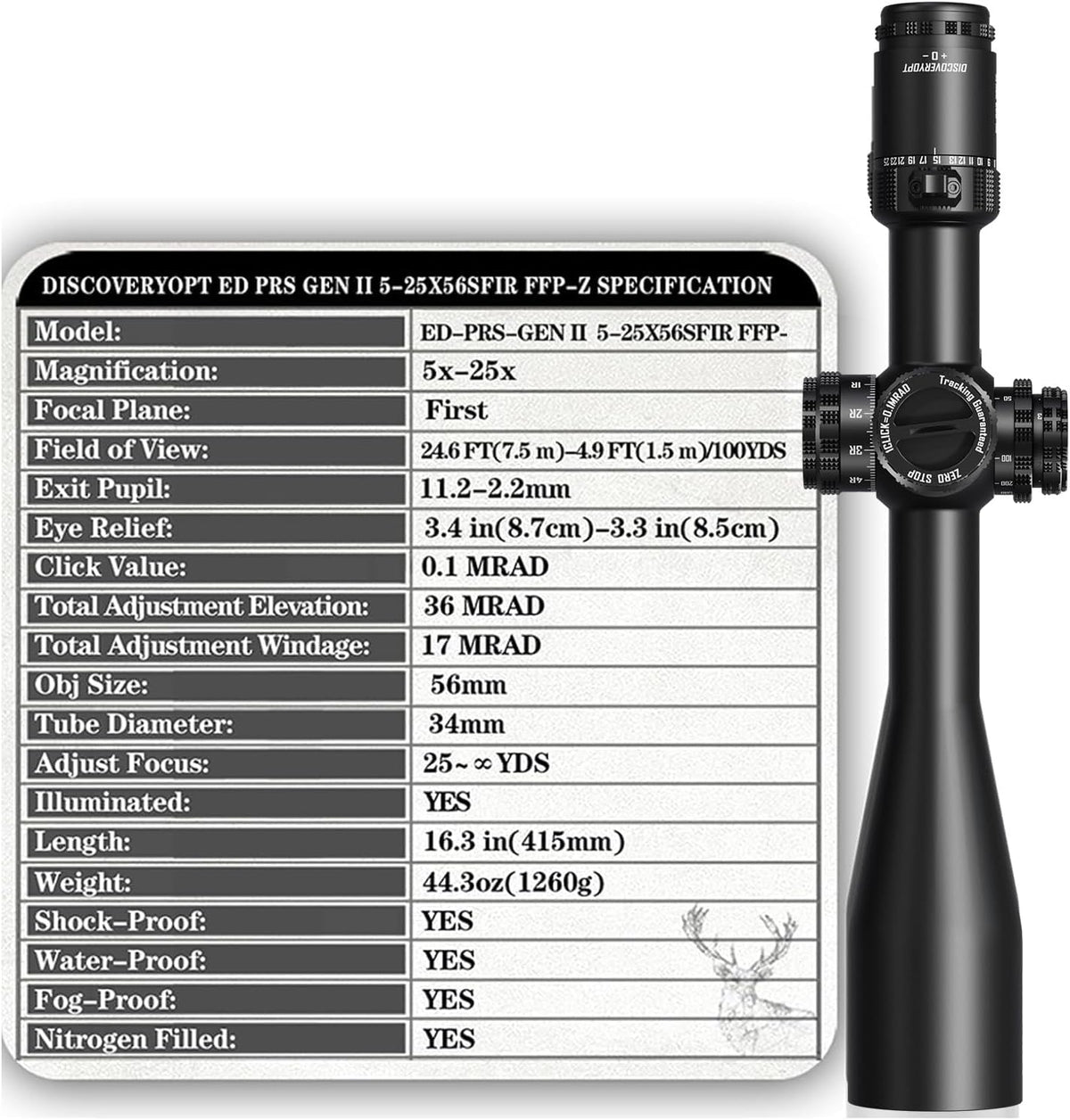 DISCOVERYOPT Kikkertsigte ED-PRS GEN II 5-25x56mm FFP 34mm Tube