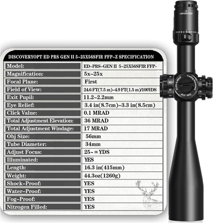 DISCOVERYOPT Kikkertsigte ED-PRS GEN II 5-25x56mm FFP 34mm Tube