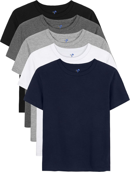 YERIOK Drenge T-Shirts Bomuld Kortærmet 5-Pak