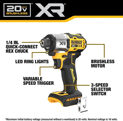 DEWALT XR Slagskruetrækker Kulfri 3 Hastigheder 20V MAX DCF845B